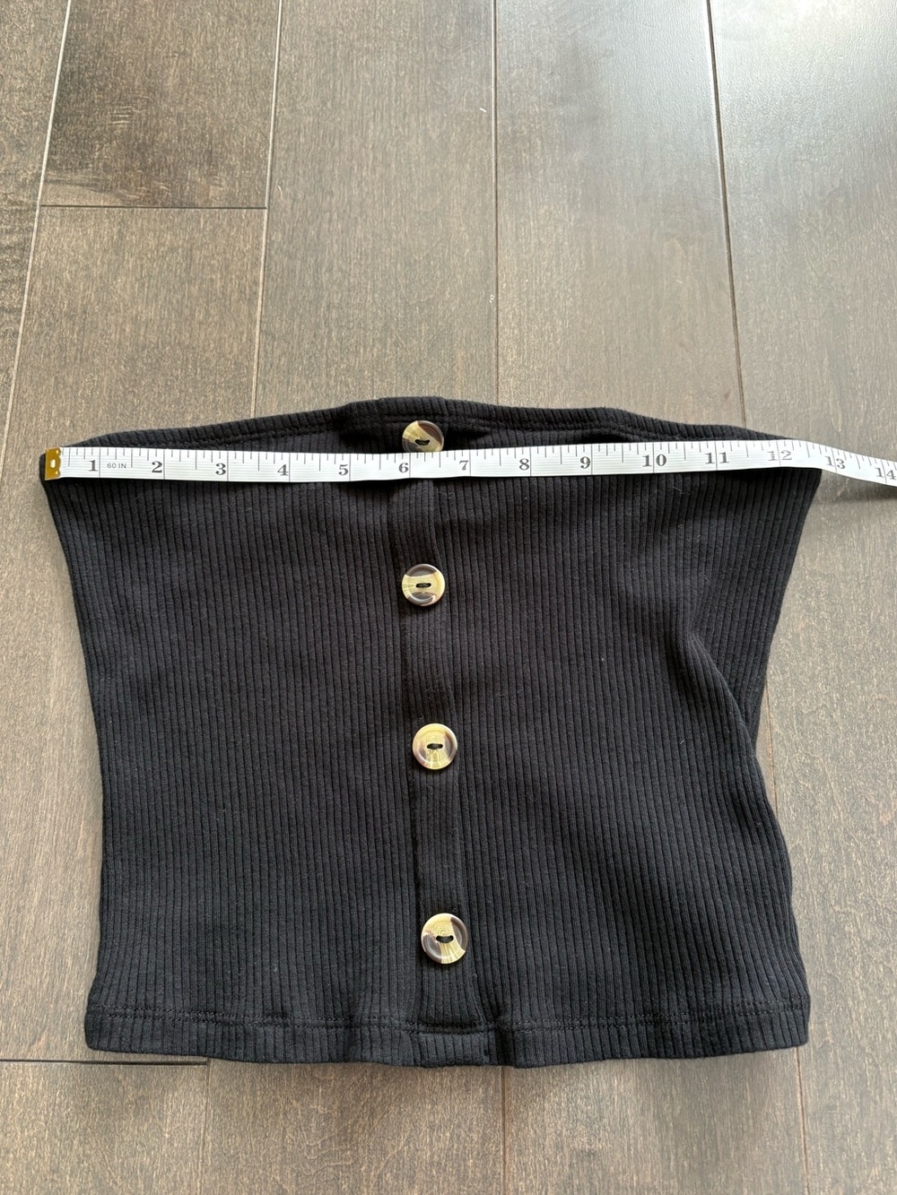 Streetwear Society Black Ribbed Tube Top Size S Summer Button Detail Cropped - Picture 5 of 6